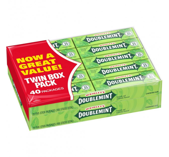 Набір м'ятної жувальної гумки Wrigley's Doublemint 20 пачок 100 шт
