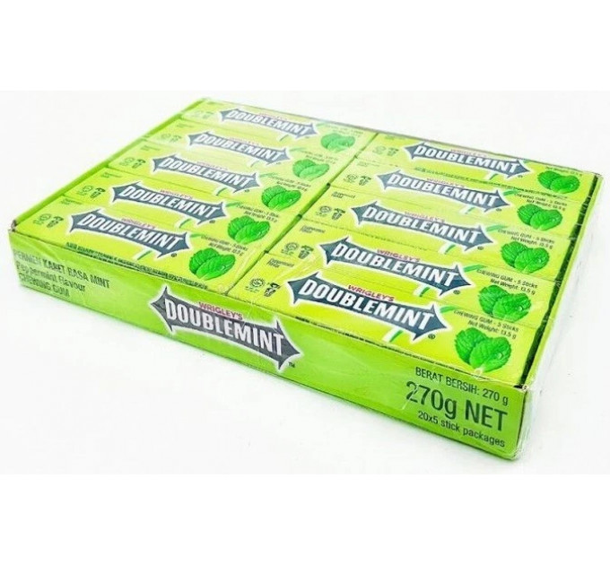 Набір м'ятної жувальної гумки Wrigley's Doublemint 20 пачок 100 шт