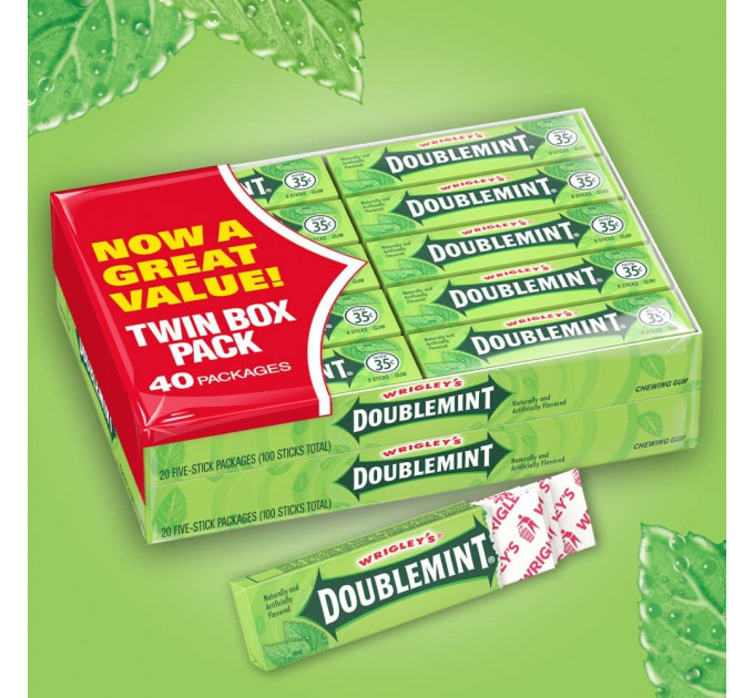 Набір м'ятної жувальної гумки Wrigley's Doublemint 20 пачок 100 шт