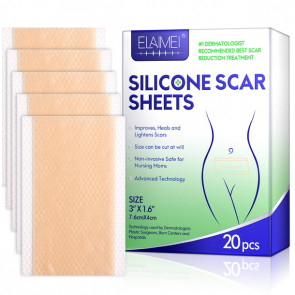 Силіконові пластирі від шрамів і рубців ELAIMEI Silicone Scar Sheets 7.6х4 см 20 шт