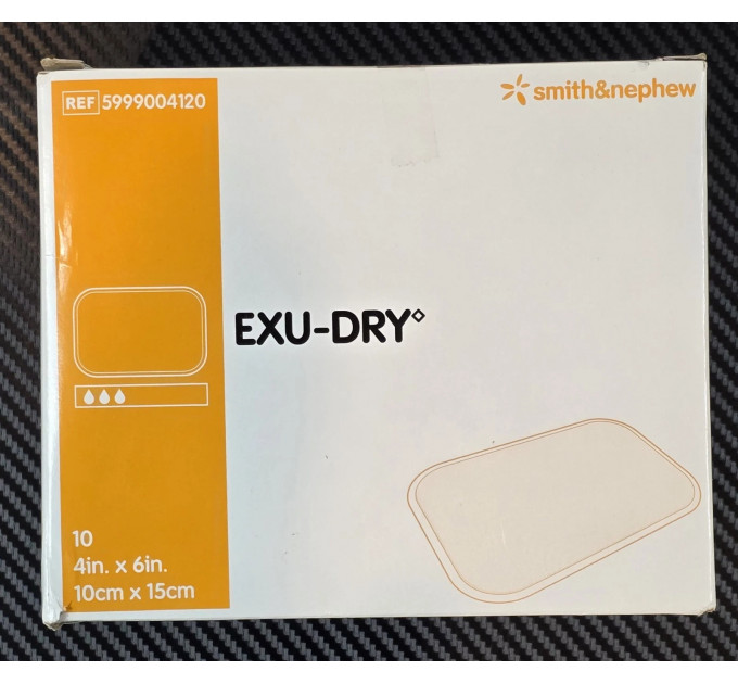 Абсорбуюча пов'язка для ран Smith & Nephew EXU-DRY високопоглинаюча 10 шт 10x15 см