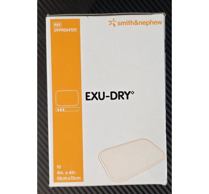 Абсорбуюча пов'язка для ран Smith & Nephew EXU-DRY високопоглинаюча 10 шт 10x15 см