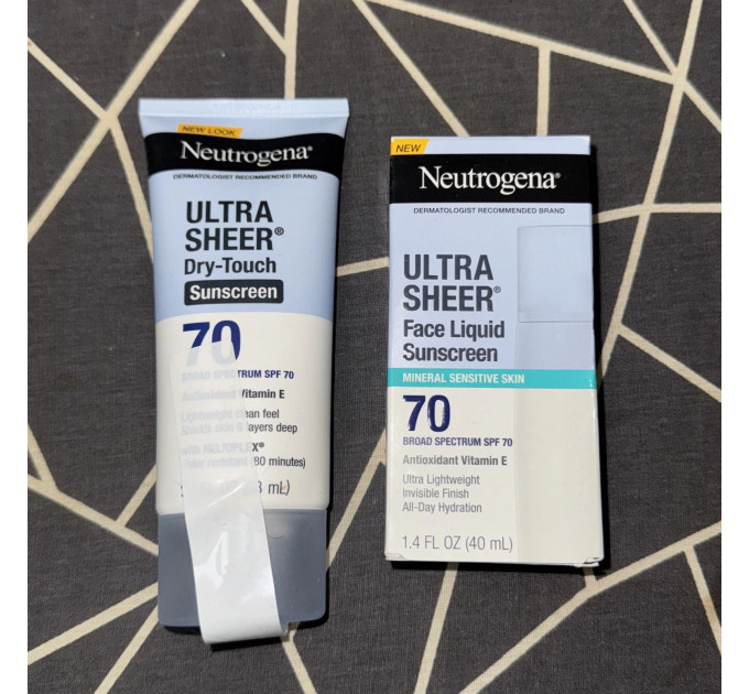 Набір сонцезахисних засобів Neutrogena Ultra Sheer SPF 70 (лосьйон для тіла 88 мл і флюїд для обличчя 40 мл)