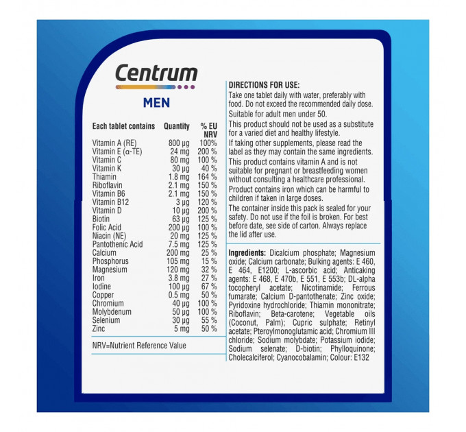 Мультивитаминный комплекс Centrum Men для мужчин 30 таблеток