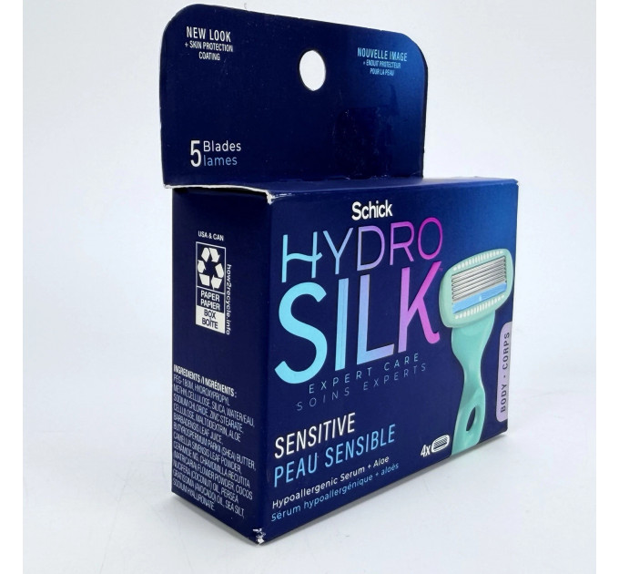 Жіночі змінні касети для гоління Schick Hydro Silk Sensitive для чутливої шкіри 4 шт.