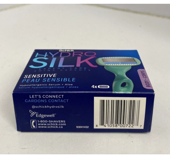 Жіночі змінні касети для гоління Schick Hydro Silk Sensitive для чутливої шкіри 4 шт.