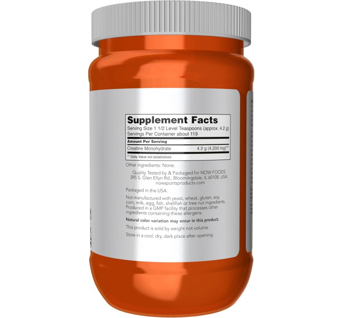 Мікронізований креатин моногідрат NOW Sports Micronized Creatine 500 г