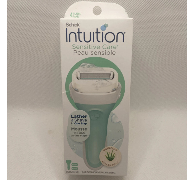 Жіноча бритва, що не потребує гелю для гоління, Schick Intuition Sensitive Care з 2 змінними касетами