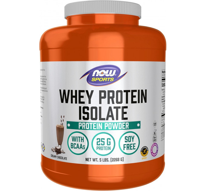 Ізолят сироваткового протеїну NOW Sports Whey Protein Isolate зі смаком шоколаду 2268 г