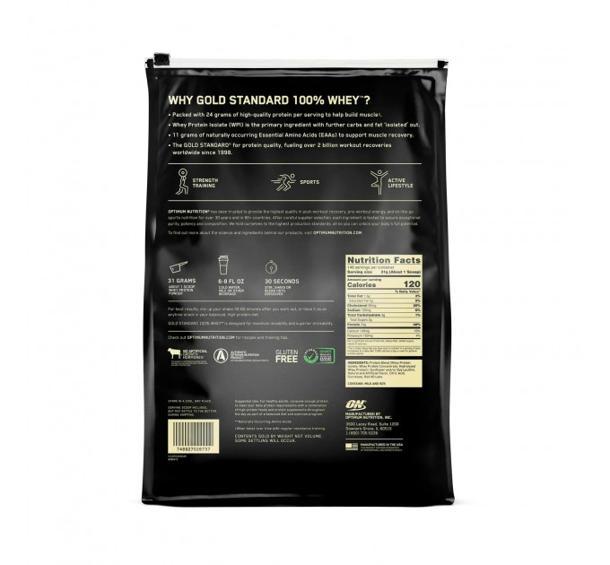 Сироватковий протеїн Optimum Nutrition Gold Standard 100% Whey полуниця 4540 г