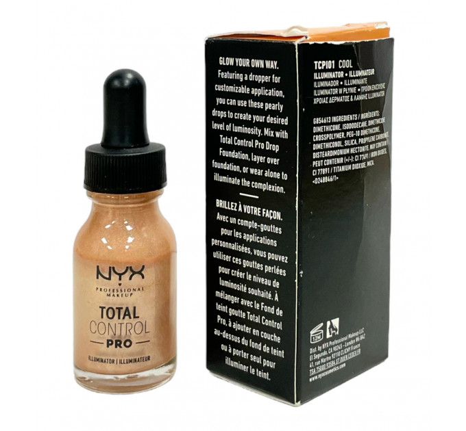 Рідкий ілюмінатор для обличчя NYX Professional Makeup Total Control Pro Illuminator 13 мл відтінок TCPI01 Cool