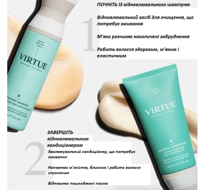 Професійний шампунь для інтенсивного відновлення волосся Virtue Labs Recovery 240 мл