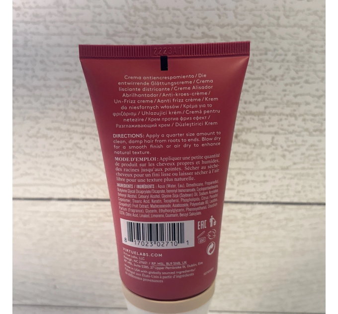 Розгладжуючий крем для волосся з кератином Virtue Labs Un-Frizz Cream 120 мл