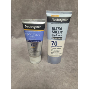 Набір сонцезахисних кремів Neutrogena SPF 70 (матовий Ultra Sheer 88 мл і спортивний з захистом від поту Sport Face 73 мл)