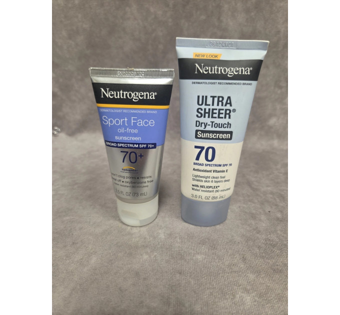 Набір сонцезахисних кремів Neutrogena SPF 70 (матовий Ultra Sheer 88 мл і спортивний із захистом від поту Sport Face 73 мл)