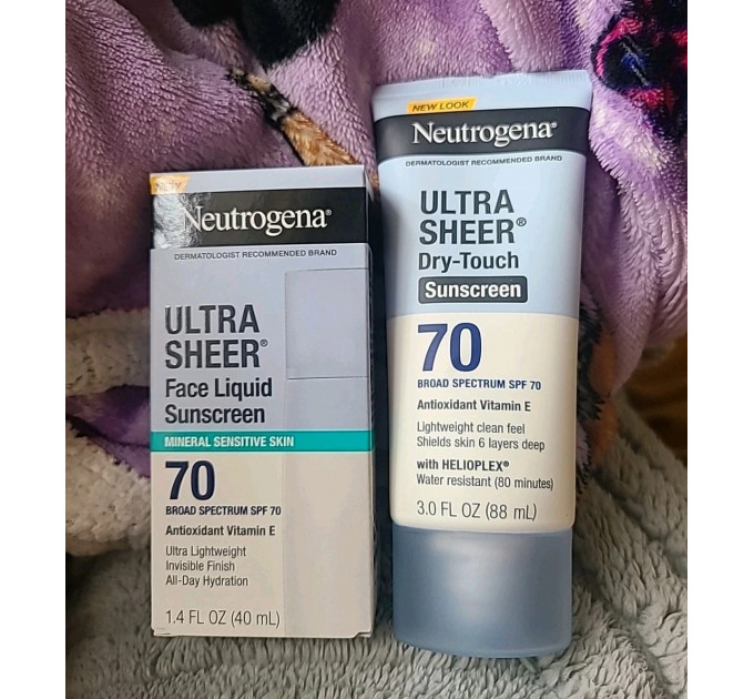 Набір сонцезахисних засобів Neutrogena Ultra Sheer SPF 70 (лосьйон для тіла 88 мл і флюїд для обличчя 40 мл)