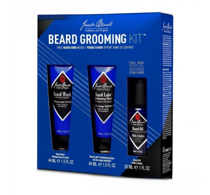 Чоловічий подарунковий набір Jack Black Beard Grooming Kit для очищення та зволоження бороди (гель, кондиціонер, олія, гребінець)