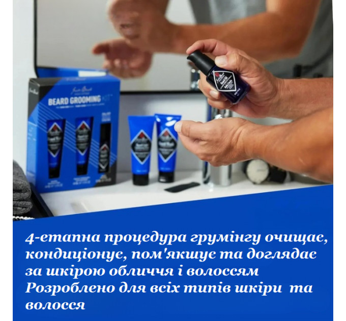 Чоловічий подарунковий набір Jack Black Beard Grooming Kit для очищення та зволоження бороди (гель, кондиціонер, олія, гребінець)