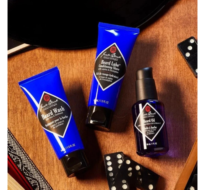 Чоловічий подарунковий набір Jack Black Beard Grooming Kit для очищення та зволоження бороди (гель, кондиціонер, олія, гребінець)