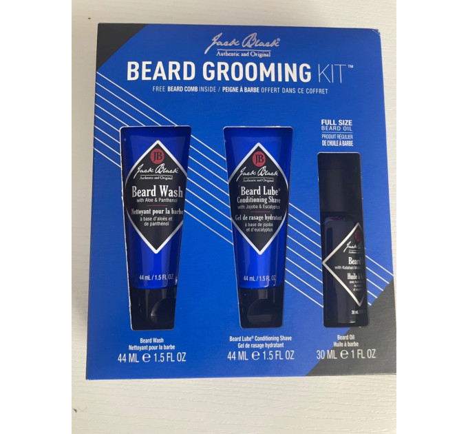 Чоловічий подарунковий набір Jack Black Beard Grooming Kit для очищення та зволоження бороди (гель, кондиціонер, олія, гребінець)