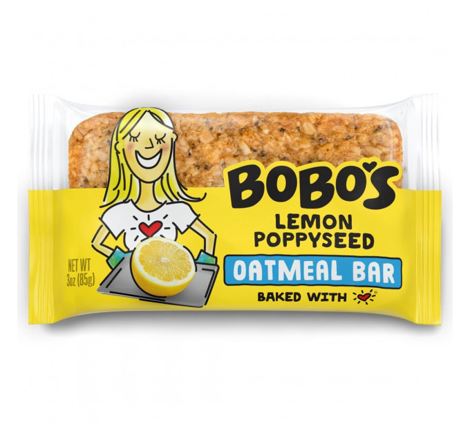 Органічний вівсяний батончик Bobo's Lemon Poppyseed Oatmeal Bar з лимоном і маком 85 г
