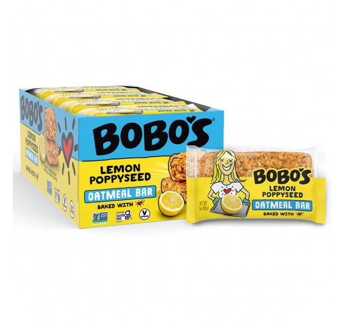Органічний вівсяний батончик Bobo's Lemon Poppyseed Oatmeal Bar з лимоном і маком 85 г