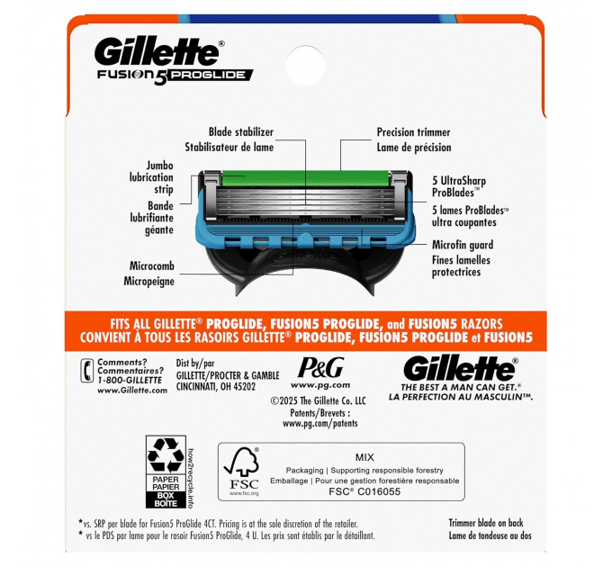 Змінні картриджі для гоління Gillette Fusion 5 ProGlide 8 шт.