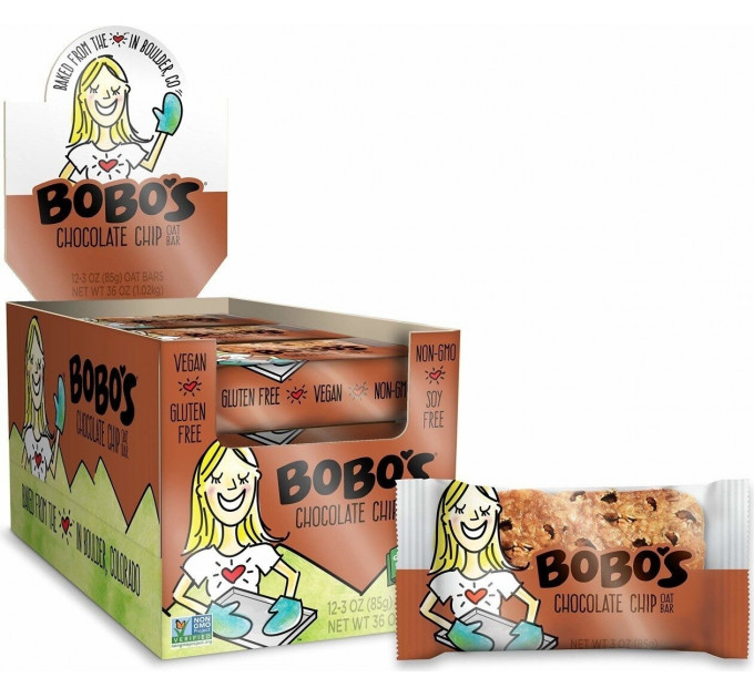 Органічний вівсяний батончик Bobo's Chocolate Chip з шоколадною крихтою 12 шт по 85 г Вироблено в США