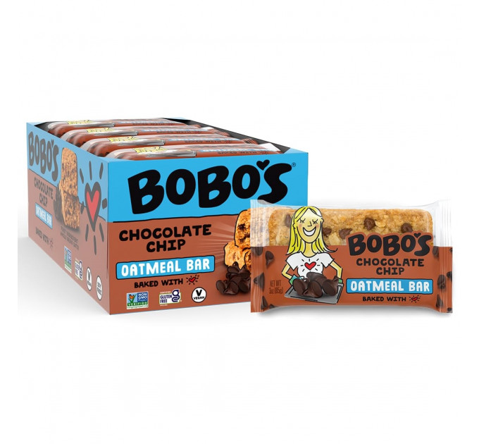 Органічний вівсяний батончик Bobo's Chocolate Chip з шоколадною крихтою 12 шт по 85 г Вироблено в США