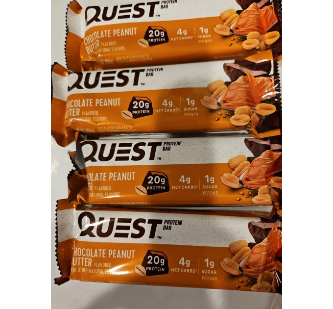 Набір батончиків з протеїном Quest Nutrition Chocolate Peanut Butter з шоколадом та арахісовим маслом 4 шт по 60 г