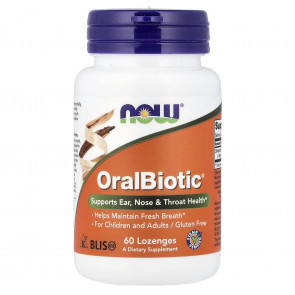 Пробіотичні льодяники Now Foods OralBiotic для здоров'я порожнини рота 60 шт.
