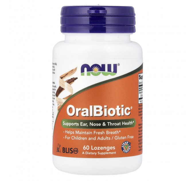 Пробіотичні льодяники Now Foods OralBiotic для здоров'я ротової порожнини 60 шт.