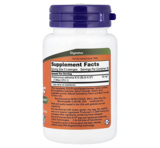 Пробіотичні льодяники Now Foods OralBiotic для здоров'я ротової порожнини 60 шт.