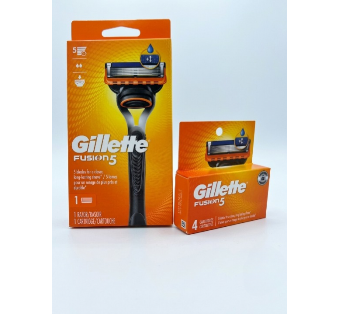 Чоловічий бритвений набір Gillette Fusion 5 (1 станок і 5 змінних касет)