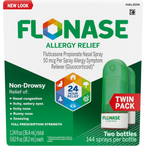 Назальний спрей від алергічного риніту Flonase Allergy Relief 24 години 2 флакони по 144 дози Назальний спрей від алергічного риніту Flonase Allergy Relief 24 години 2 флакони по 144 дози