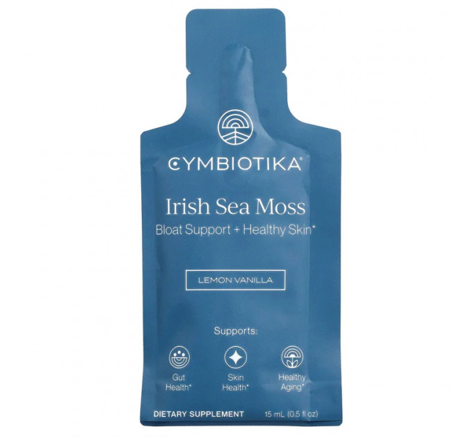 Органический морской мох Cymbiotika Irish Sea Moss Lemon Vanilla с алоэ вера и минералами 390 мл 26 пакетиков