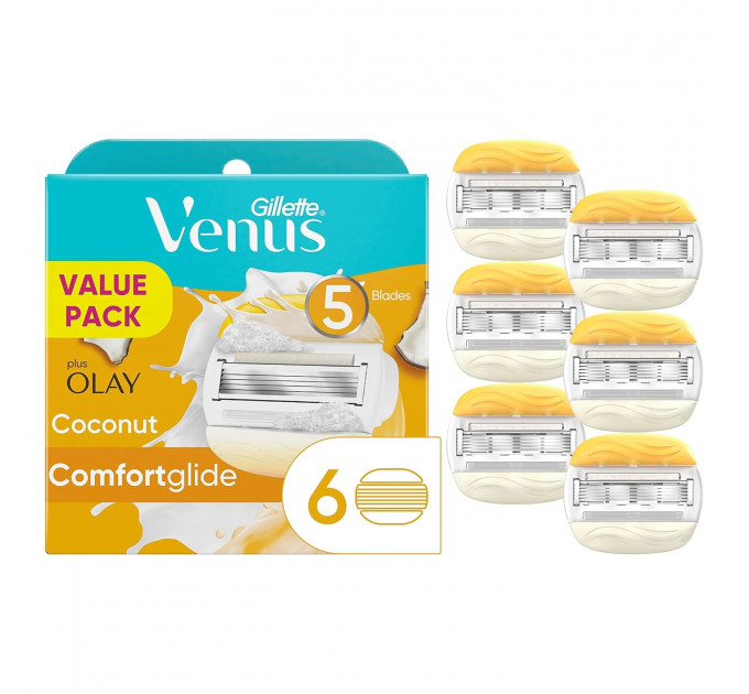 Змінні картриджі для гоління Gillette Venus ComfortGlide Olay Coconut для жінок (6 шт картриджів)