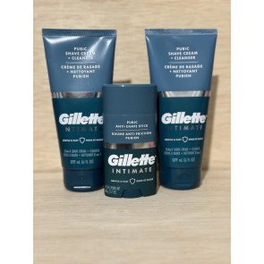 Набір для чоловічої інтимної гігієни Gillette Intimate (2 креми для гоління та очищення 2-в-1 по 177 мл і 1 стік від подразнення шкіри 48 г) Набір для чоловічої інтимної гігієни Gillette Intimate (2 креми для гоління та очищення 2-в-1 по 177 мл і 1 стік від подразнення шкіри 48 г)