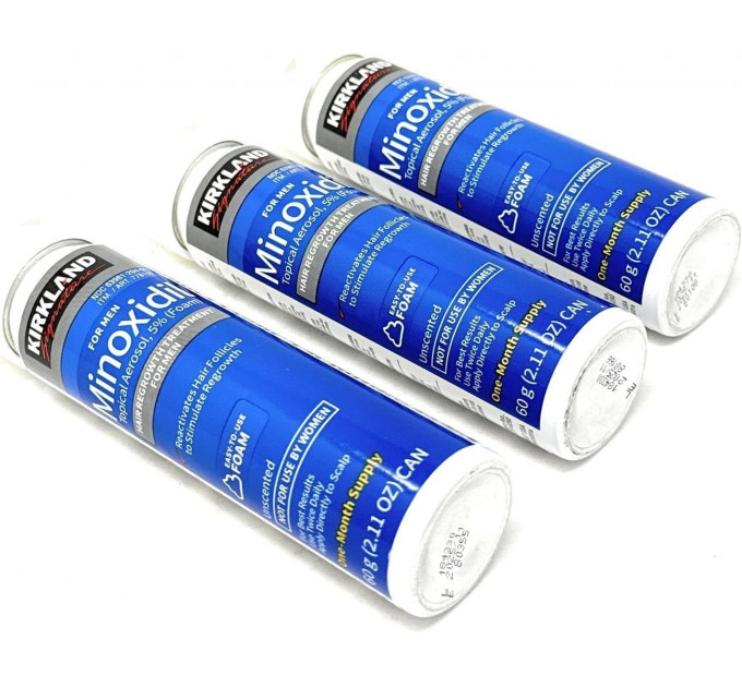 Набор мужской косметики от выпадения волос Kirkland Signature Minoxidil 5% (3 флакона пены по 60 г)