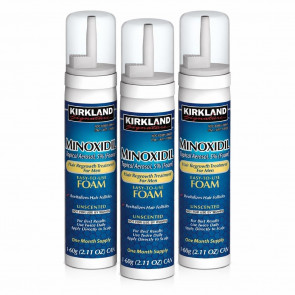 Набір чоловічої косметики від випадіння волосся Kirkland Signature Minoxidil 5% (3 флакони піни по 60 г) Набір чоловічої косметики від випадіння волосся Kirkland Signature Minoxidil 5% (3 флакони піни по 60 г)