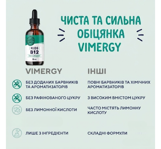 Органічний рідкий вітамін B12 для дітей Vimergy Kids Liquid 55 мл