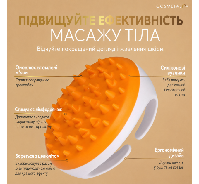 Набір проти целюліту Cosmetasa масажна олія та розігріваючий крем-гель 2x260 мл + ручний масажер