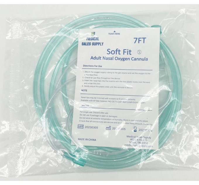 Киснева назальна трубка Medical Sales Supply Soft Fit MSSGC7 доросла 2.1 м зелена
