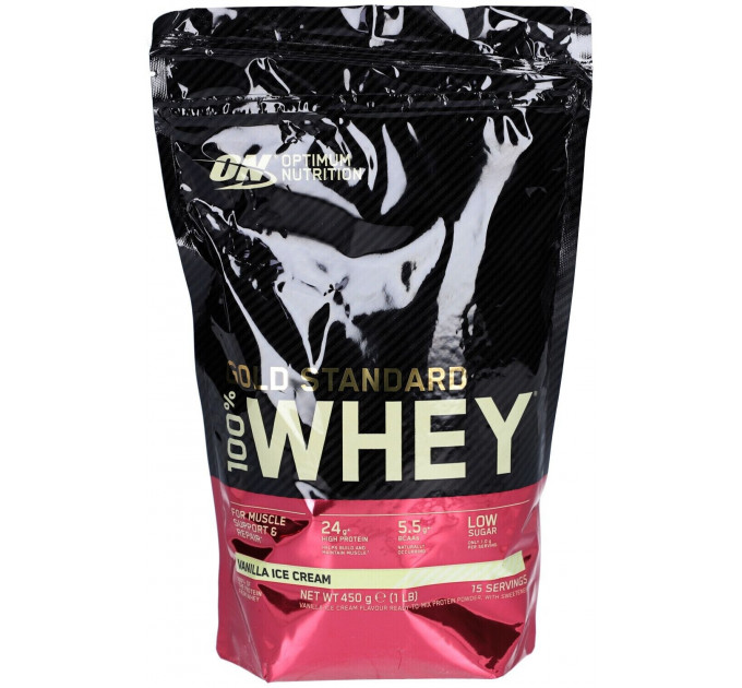 Протеїн сироватковий ізолят Optimum Nutrition 100% Whey Gold Standard зі смаком ванільного морозива 450 г