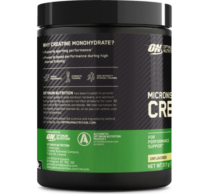 Креатин для набору м'язової маси в порошку Optimum Nutrition Micronized Creatine 317 г