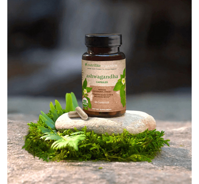Органічна ашваганда для зняття стресу Nutrilite Organics Ashwagandha Capsules 60 капсул