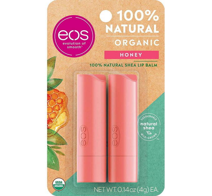 Набір органічних бальзамів для губ EOS Natural Organic з ароматом меду 4 г x 2 шт.