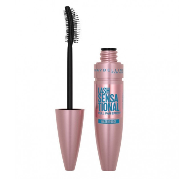 Водостійка туш для об'єму та підкручування вій Maybelline New York Lash Sensational Waterproof Black (9.5 мл)