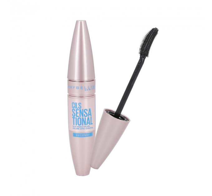 Водостійка туш для об'єму та підкручування вій Maybelline New York Lash Sensational Waterproof Black (9.5 мл)