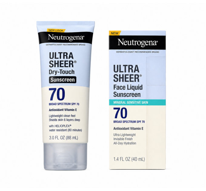 Набор солнцезащитных средств Neutrogena Ultra Sheer SPF 70 (лосьон для тела 88 мл и флюид для лица 40 мл)